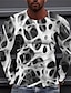 olcso Mértani-Férfi Uniszex Póló Mértani Grafikai nyomatok Terített nyak Fehér Sárga Rubin Medence Bíbor 3D nyomtatás Napi Szabadság Hosszú ujj Nyomtatott Ruházat Dizájn Alkalmi Nagy és magas