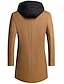 baratos Trench coat masculino-Homens Casaco de inverno Casaco de lã Casaco Casaco impermeável Ao ar livre Rua Primavera Outono Inverno Poliéster Térmico / Quente Manter Quente agasalhos Roupa Negócio Casual Tecido Bolsos Lapela