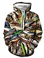 voordelige Trui-hoodies voor heren-Voor heren Trui met capuchon Zwart blauw Bruin Groen Capuchon Grafisch Vissen Afdrukken Casual Dagelijks 3D-afdrukken Streetwear Casual Lente &amp; Herfst Kleding Hoodies Sweatshirts Lange mouw