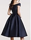 cheap Homecoming Dresses-A-Line Cocktail Dresses Flirty Dress Homecoming Knee Length Short Sleeve Off Shoulder Satin with Tier 2022