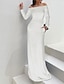 Χαμηλού Κόστους Βραδινά Φορέματα-Ίσια Γραμμή Βραδινά φορέματα Κομψό Φόρεμα Επίσημο Βραδινό Μακρύ Μακρυμάνικο Ώμοι Έξω Φθινοπωρινός καλεσμένος γάμου Βελούδο με Λείος 2024