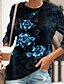 cheap Women&#039;s T-shirts-Women&#039;s T shirt Tee Designer 3D Print Floral Graphic Design Long Sleeve Round Neck Daily Print Clothing Clothes Designer Basic Green Blue Red