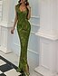 cheap Party Dresses-Sheath / Column Sparkle bodycon Party Wear Formal Evening Dress V Neck Sleeveless Floor Length Sequined with Sequin Tassel 2022
