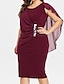 cheap Plus Size Party Dresses-Women&#039;s Plus Size Red Chirstmas Dress Curve Party Dress Solid Color Crew Neck Short Sleeve Fall Spring Elegant Prom Dress Midi Dress Formal Party Dress