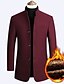 cheap Men&#039;s Jackets &amp; Coats-Men&#039;s Winter Coat Wool Coat Winter Long Woolen Solid Color Casual Street Daily Wine Navy Blue Coffee Gray / Thermal Warm / Breathable / Pocket