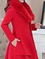 cheap Coats &amp; Trench Coats-Women&#039;s Coat Quilted Fur Trim Casual Casual Daily Valentine&#039;s Day Coat Long Polyester Black Pink Red Single Breasted Fall Winter V Neck Regular Fit M L XL XXL 3XL / Windproof / Warm / Solid Color