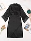 cheap Women&#039;s Sleep &amp; Lounge-Women&#039;s 1 pc Robes Gown Bathrobes Satin Simple Comfort Pure Color Polyester Home Wedding Party Beach V Wire Gift Long Sleeve Basic Fall Winter Belt Included Green Black / Lace Up / Sweet / Spa