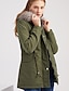 ieftine Geci și jachete cu puf pentru femei-Pentru femei Parc Casual Toamnă Iarnă Lung Palton Fit regulat De Bază Casual Jachete Manșon Lung Mată Clasic Roz Îmbujorat Verde Militar / Primăvară / Căptușit