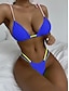 cheap Bikini Sets-Women&#039;s Swimwear Bikini 2 Piece Normal Swimsuit Thong Bikini Drawstring Solid Color Light Blue Green Black Royal Blue Red Plunge Bathing Suits New Neutral Sexy / Padded Bras