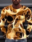 olcso Mértani-Férfi Uniszex Póló Mértani Grafikai nyomatok Terített nyak Fehér Sárga Rubin Medence Bíbor 3D nyomtatás Napi Szabadság Hosszú ujj Nyomtatott Ruházat Dizájn Alkalmi Nagy és magas