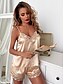 cheap Women&#039;s Sleep &amp; Lounge-Women&#039;s 1 set Pajamas Sets Ultra Slim Comfort Sweet Pure Color Nylon Home Street Daily Straps Gift Strap Top Sleeveless Basic Shorts Fall Spring Without Lining Champagne / Satin