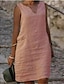 cheap Design Cotton &amp; Linen Dresses-Women‘s Casual Dress Cotton Dress Shift Dress Midi Dress Green Blue Pink Sleeveless Pure Color Spring Summer V Neck Basic Daily Weekend Loose Fit 2023 S M L XL XXL 3XL 4XL
