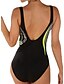 cheap One-piece swimsuits-Women&#039;s Swimwear One Piece Monokini Bathing Suits Plus Size Swimsuit Backless Tummy Control for Big Busts Floral Abstract Wine Green White Blue Purple Plunge Bathing Suits New Basic St. Patrick&#039;s Day