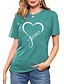 cheap Women&#039;s T-shirts-Women&#039;s T shirt Graphic Heart Letter Print Round Neck Basic Vintage Tops Regular Fit Blue Blushing Pink Wine