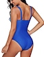 cheap One-piece swimsuits-Women&#039;s Swimwear One Piece Plus Size Swimsuit Tummy Control Push Up Slim Wrap for Big Busts Ombre Color Block Plunging Neck Elegant Sports Bathing Suits
