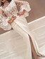 cheap Wedding Dresses-Beach Wedding Dresses Sweep / Brush Train Mermaid / Trumpet Long Sleeve High Neck Satin With Appliques Split Front 2023 Spring &amp; Summer Bridal Gowns