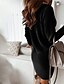 cheap Casual Dresses-Women&#039;s Short Mini Dress Sheath Dress White Black Khaki Long Sleeve Hollow Out Patchwork Solid Color V Neck Fall Winter Stylish Casual 2022 S M L XL XXL