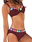 preiswerte Bikini-Sets-Damen Badeanzug Bikinis 2 Stück Übergröße Bademode 2 teilig Push-Up Hosen Sexy Hoch tailliert für große Büsten Farbblock Strandbekleidung Schick &amp; Modern Badeanzüge