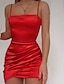 cheap Dresses-Women&#039;s Short Mini Dress Sheath Dress Red Sleeveless Ruched Patchwork Pure Color Strapless Spring Summer Party Sexy 2022 Slim S M L XL