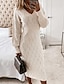 halpa Neulemekot-naisten villapaita mekko talvimekko midi mekko valkoinen pitkähihainen puhdas väri rypytetty talvi syksy v kaula rento m l xl xxl 3xl