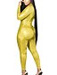cheap Bodysuits-Women&#039;s Jumpsuit V Neck Streetwear Street Regular Fit Long Sleeve Yellow Fuchsia Silver S M L Fall