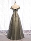 Χαμηλού Κόστους Φορέματα Χορού Αποφοίτησης-Γραμμή Α Βραδινά φορέματα Κομψό Φόρεμα Επισκέπτης γάμου Αρραβώνας Μακρύ Κοντομάνικο Λαιμός ψευδαίσθησης Τούλι με Πλισέ 2024