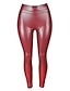 cheap Women&#039;s Pants-Women&#039;s Basic Chic &amp; Modern Pants Leggings Ankle-Length Pants Stretchy Club PU Artificial Leather Solid Colored High Waist Skinny Wine Red Black color Dark Green Dark Blue S M L XL XXL