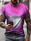 cheap Geometrical-Men&#039;s T shirt Tee Graphic Optical Illusion 3D Round Neck Yellow Pink Red Blue Purple 3D Print Plus Size Daily Short Sleeve Clothing Apparel Basic