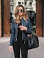 cheap Jackets-Women&#039;s Jacket Faux Leather Jacket Fall Winter Spring Work Regular Coat Stand Collar Thermal Warm Regular Fit Elegant Jacket Long Sleeve Patchwork Solid Color 7#Navy 1#black 10# Army Green