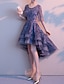 זול שמלות קוקטייל-שמלות קוקטייל א-ליין שמלת מסיבה שמלת מסיבת קוקטייל מסיבת קוקטייל אסימטרית טול צווארון תכשיט חצי שרוול עם רקמה מדורגת 2024