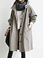 cheap Coats &amp; Trench Coats-Women&#039;s Trench Coat Fall Winter Spring Street Daily Date Long Coat Waterproof Windproof Loose Basic Casual Jacket Long Sleeve Pocket Solid Colored Army Green Black Khaki / Plus Size