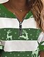 cheap Women&#039;s Hoodies &amp; Sweatshirts-Women&#039;s Sweatshirt Pullover Striped Elk Quarter Zip Print V Neck Christmas Christmas Gifts Weekend 3D Print Streetwear Christmas Hoodies Sweatshirts  Black Green Red