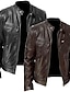 cheap Men&#039;s Outerwear-Men&#039;s Jacket Zipper Regular Coat Black black Brown brown Street Fashion Zipper Fall Stand Collar Slim Fit S M L XL 2XL 3XL / Daily / Casual / Motorcycle / Windproof / Warm