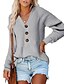 cheap Knit Tops-Women&#039;s Sweater Solid Color Knitted Casual Long Sleeve Loose Sweater Cardigans Fall Winter V Neck Light Blue Cai Lan Purple
