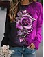 cheap Women&#039;s Hoodies &amp; Sweatshirts-Women&#039;s Sweatshirt Pullover Rose Flower Active Vintage Streetwear Print Pink Red Blue Sports Going out Round Neck Long Sleeve Without Lining Micro-elastic Fall &amp; Winter