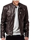 cheap Men&#039;s Outerwear-Men&#039;s Jacket Zipper Regular Coat Black black Brown brown Street Fashion Zipper Fall Stand Collar Slim Fit S M L XL 2XL 3XL / Daily / Casual / Motorcycle / Windproof / Warm