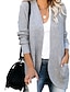 cheap Cardigans-Women&#039;s Cardigan Pocket Knitted Solid Color Basic Casual Chunky Long Sleeve Loose Sweater Cardigans Open Front Fall Winter Beige