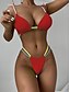 cheap Bikini Sets-Women&#039;s Swimwear Bikini 2 Piece Normal Swimsuit Thong Bikini Drawstring Solid Color Light Blue Green Black Royal Blue Red Plunge Bathing Suits New Neutral Sexy / Padded Bras