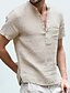 cheap Men&#039;s Shirts-Men&#039;s Shirt Solid Color Pocket Collar Street Beach Short Sleeve Tops Cotton Lightweight Casual Daily Breathable Henley Light Blue Almond Green / Wet and Dry Cleaning