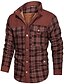 cheap Men&#039;s Jackets &amp; Coats-men&#039;s plaid fleece outdoor winter thick fuzzy sherpa lined button down corduroy flannel shirt jacket brown