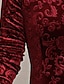 cheap Velvet Dresses-Women&#039;s Party Dress Velvet Dress Swing Dress New Year&#039;s Eve Dress Midi Dress Black Red Green Long Sleeve Floral Jacquard Spring Fall Winter V Neck Winter Dress