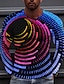 halpa Geometrinen-Miesten T-paita 3D Print Graafiset tulosteet Spiraali raita Tiukka pyöreä kaula-aukko Musta Keltainen Punastuvan vaaleanpunainen Rubiini Sininen 3D-tulostus Päivittäin Pyhäpäivä Pitkähihainen Painettu