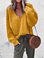 cheap Sweaters-Women&#039;s Pullover Sweater Jumper Knitted Solid Color Stylish Basic Casual Long Sleeve Regular Fit Sweater Cardigans V Neck Fall Winter Purple Yellow Gray / Holiday
