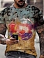 voordelige 3D-T-shirt voor heren-Voor heren Uniseks Overhemd T-shirt T-shirts Grafische prints Poker Ronde hals Lichtgeel Rood / Wit Geel Rood Marine Blauw 3D-afdrukken Grote maten Dagelijks Feestdagen Korte mouw Vintagestijl