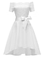 Χαμηλού Κόστους Ρομαντικά Δαντελένια Φορέματα-γυναικείο φόρεμα κοκτέιλ φόρεμα μαύρο φόρεμα μέχρι το γόνατο φόρεμα λευκό ροζ κρασί κοντομάνικο καθαρό χρώμα δαντέλα πτώση άνοιξη από ώμου καλεσμένη γάμου 2023 s m l xl xxl