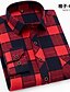 cheap Flannel Shirts-Men&#039;s Flannel Shirt Tartan Turndown Black and Red Wine Black / Red White+Red Black / Gray Print Street Daily Long Sleeve Button-Down Clothing Apparel Fashion Casual Comfortable