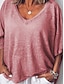 preiswerte T-Shirts-Damen Übergröße T Shirt Glatt Basic Brautkleider schlicht Kurzarm V Ausschnitt Urlaub Täglich Sport Weiß Rosa Braun Kaki Grau Frühling Herbst