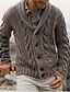 cheap Men&#039;s Cardigan Sweater-Men&#039;s Pullover Sweater Waffle Knit Cropped Knitted Solid Color Crew Neck Basic Stylish Outdoor Daily Fall Winter Light gray Dark Gray S M L / Cotton / Long Sleeve
