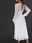 cheap Wedding Dresses-Bridal Shower Little White Dresses Wedding Dresses Tea Length A-Line Long Sleeve V Neck Chiffon With Pleats 2023 Bridal Gowns