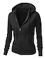cheap Hoodie Jacket-Women&#039;s Casual Jacket Hoodie Jacket Warm Pocket Zipper Hoodie Casual Solid Color Regular Fit Outerwear Long Sleeve Fall Spring Black Blue Pink Daily Going out M L XL